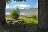 Bench at lake shore