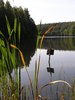 A tablet in a lake