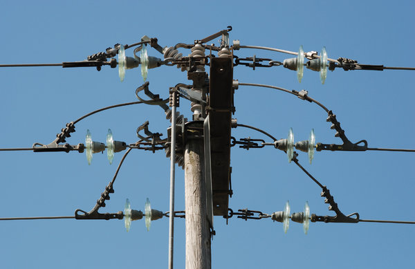 overhead line 1: old overhead line installation.