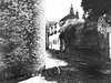 cobbled street black and white
