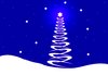 White Christmas Tree on Blue