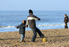 playing on the beach