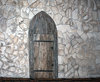 Wooden Door in Stone Wall