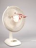 White fan with red ribbons