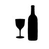 Wineglass and bottle