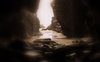 Waterfall at cave mouth