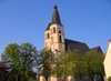 church with lopsided tower