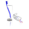 Toothbrush, toothpaste and gla