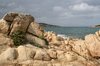 Pink rock coastline