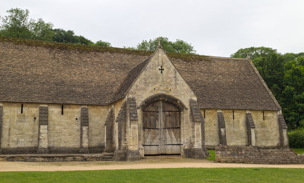 Ancient tithe barn: An ancient tithe barn at Bradford-on-Avon, England. The building is owned by a charitable trust that freely permits photography.
