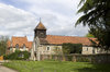 English church and cottages
