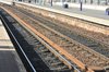Train tracks in a station