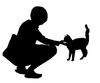 Girl stroking a cat
