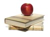 old books and apple
